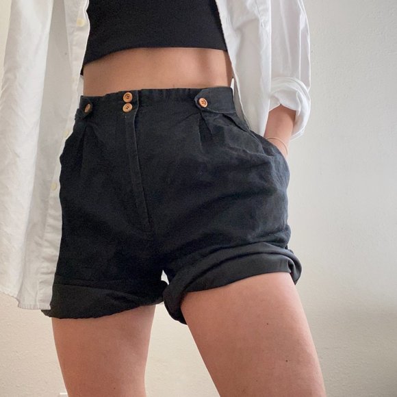 Vintage Linen High Waisted Club Shorts - Picture 1 of 7